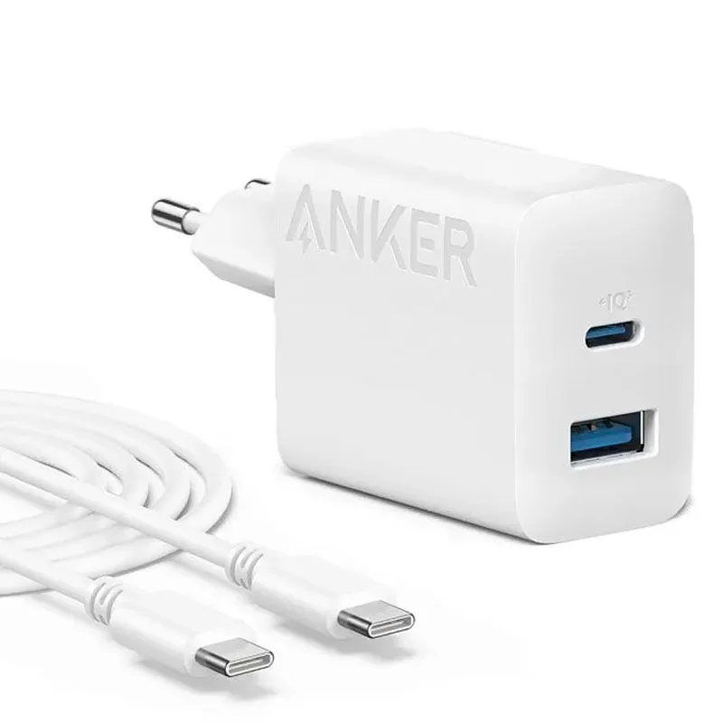 Зарядное устройство Anker A2348 312 USB-A - USB-C 20W + кабель ANK-B2348G21-WT, белый