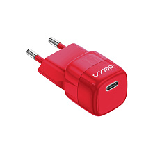 Сетевое зарядное устройство Deppa USB-C, Power Delivery, mini GaN, 20Вт, красный (11441)