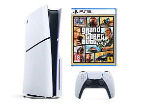 Игровая приставка Sony PlayStation 5 Slim 1ТБ SSD (c дисководом) + игра GTA 5 Grand Theft Auto V